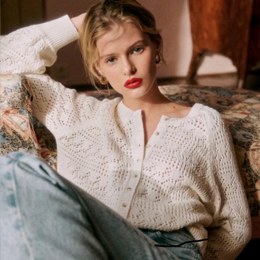 Sezane Capucine Cardigan in White